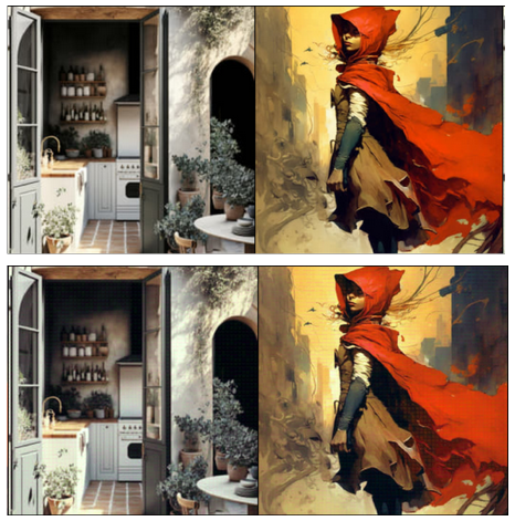 Comparison between watermarked and non-watermarked images